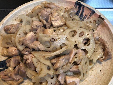 鶏肉とレンコンの甘辛炒め^_^